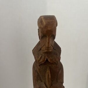 Mexican Hand Carved Wood Priest Statue Folk Art Religious Figure 14 1/2" Tall‎